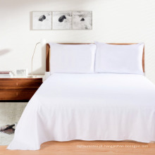 Folha de cama lisa branca por atacado da cor do algodão do tamanho 200TC gêmeo para o hotel e o hospital